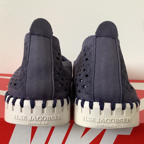 EU 37 Womens US 6.5-7 USED Ilse Jacobsen hornbaek tulip slip on shoes Navy Blue - Picture 4 of 9